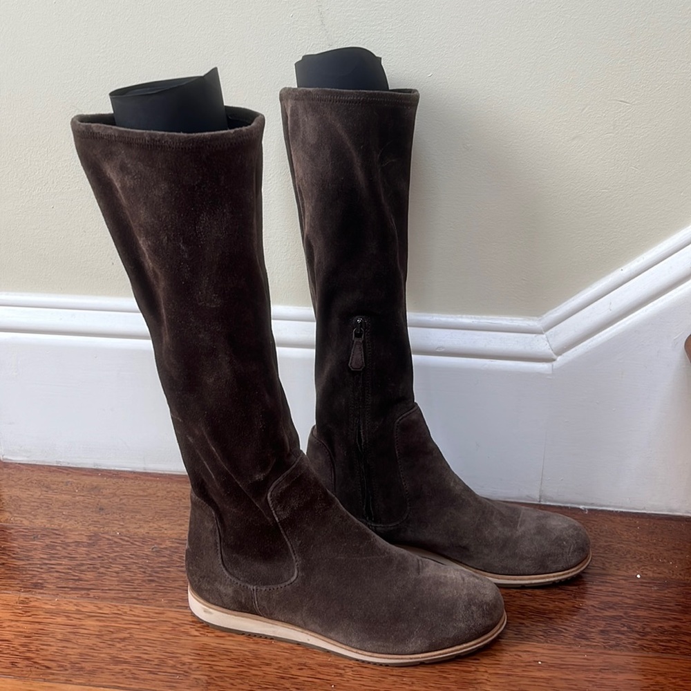 Prada | Brown Suede Tall Boots 36.6 Leather